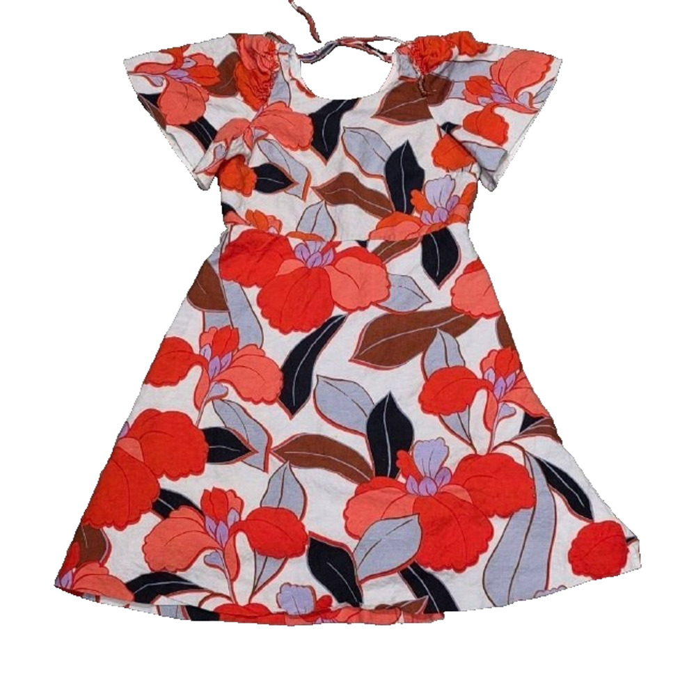 Ann Taylor Bold Blooms Floral linen boho lagenlook Dress multi 10 Petite A006178 - Picture 3 of 12